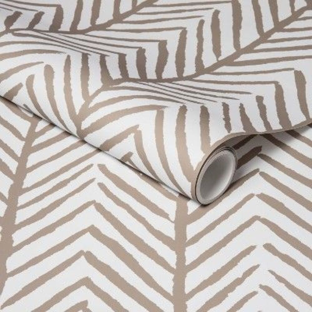 Threshold Herringbone Stripe 198"x20" Peel and Stick Wallpaper Neutral Tan
